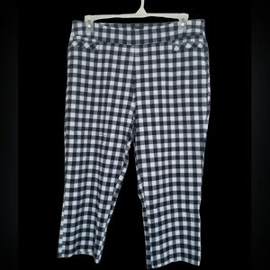 EUC Kim Rogers Navy And White Checkered Stretchy Pants Size 18